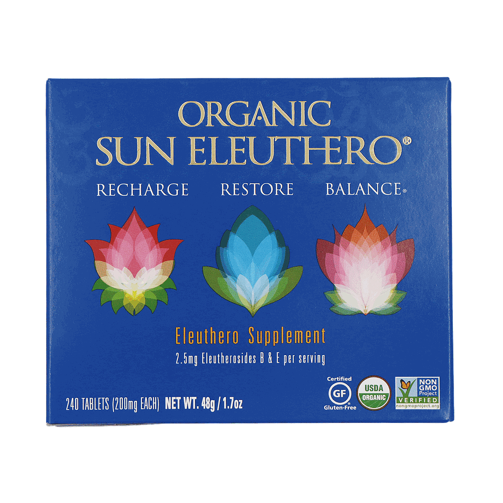 Organic Sun Eleuthero 200mg - Sun Chlorella - 240 tablets