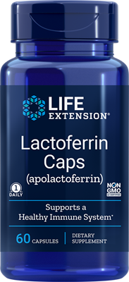 A bottle of Life Extension Lactoferrin (apolactoferrin) Caps