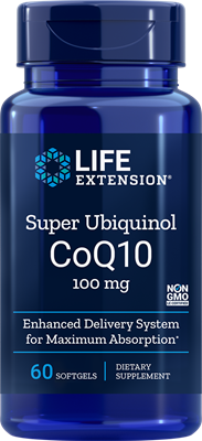 A bottle of Life Extension Super Ubiquinol CoQ10