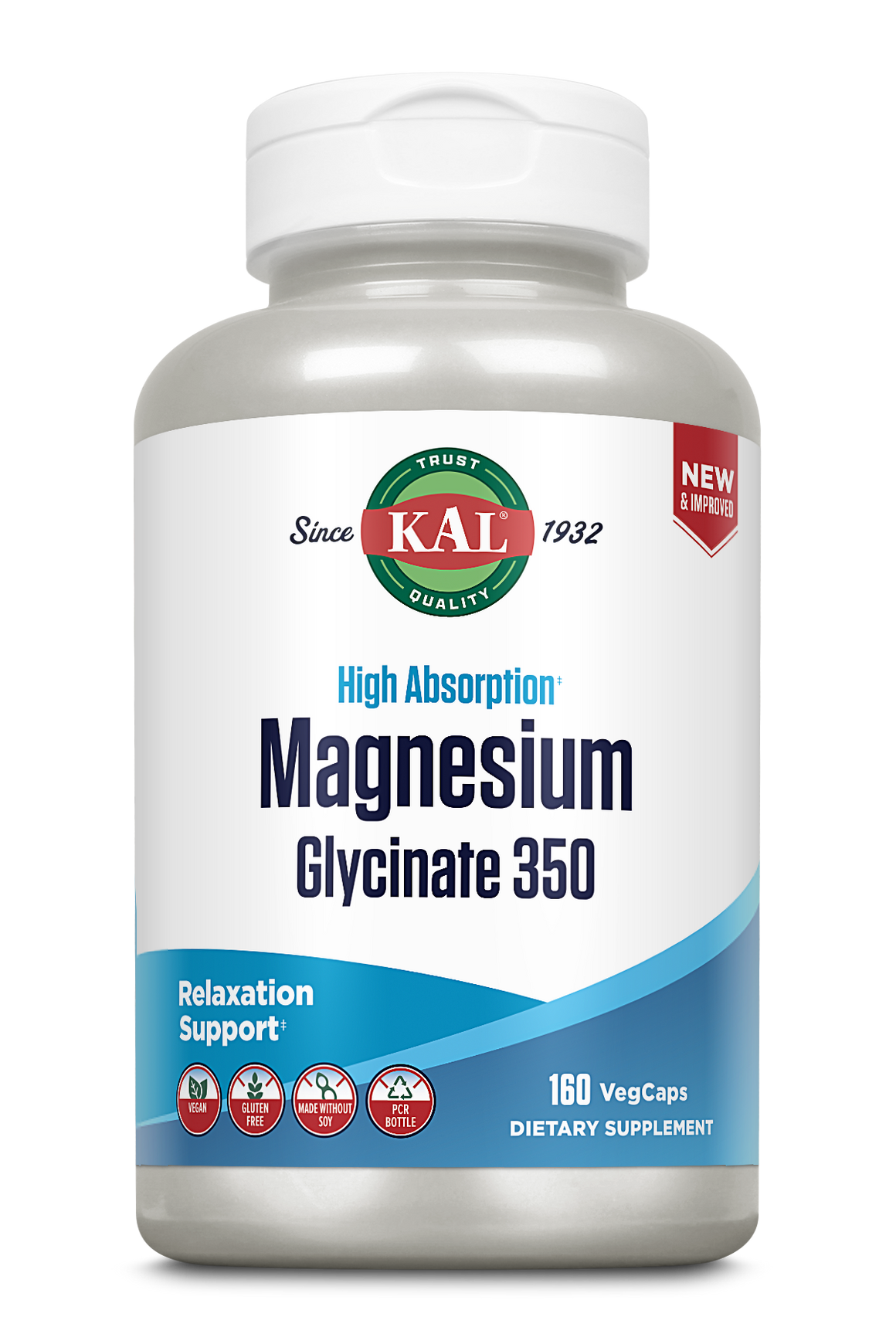 Magnesium Glycinate 350 - KAL - 160 vegcaps