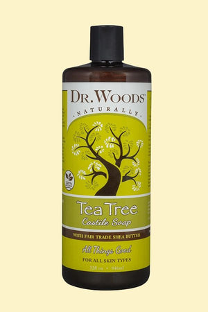 A bottle of Dr. Woods Castile Liquid Tea Tree 32 oz