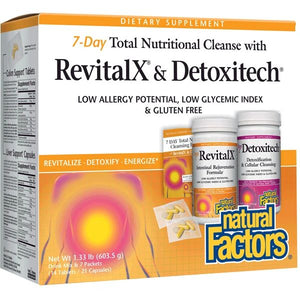 A package of Natural Factors RevitalX® & Detoxitech® 7 Day Total Nutritional Cleansing Program