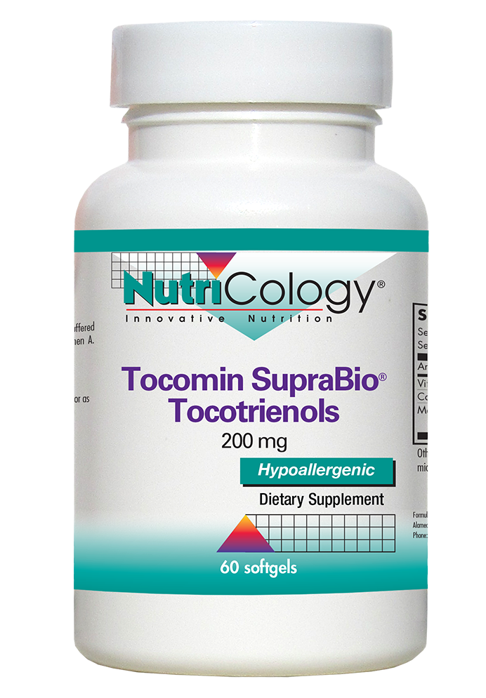 A bottle of NutriCology Tocomin SupraBio® Tocotrienols 200 mg