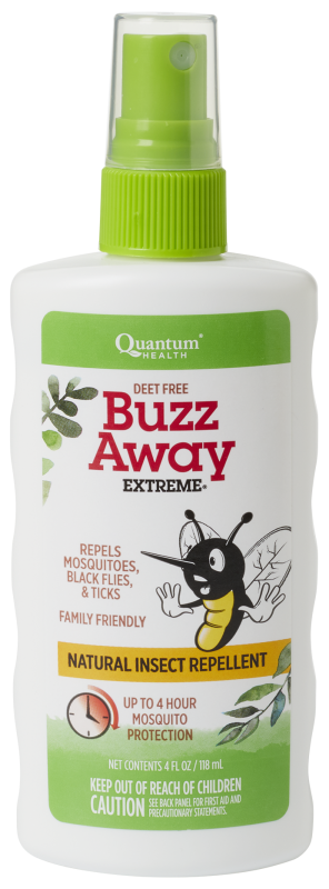 A bottle of Quantum Health Buzz Away Extreme® Spray