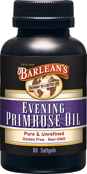 A bottle of Barleans Evening Primrose Oil