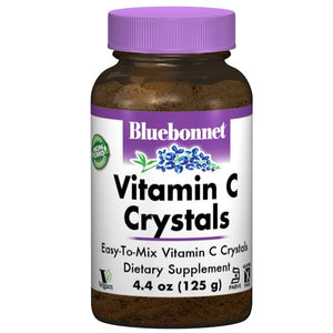 A bottle of Bluebonnet Vitamin C Crystals