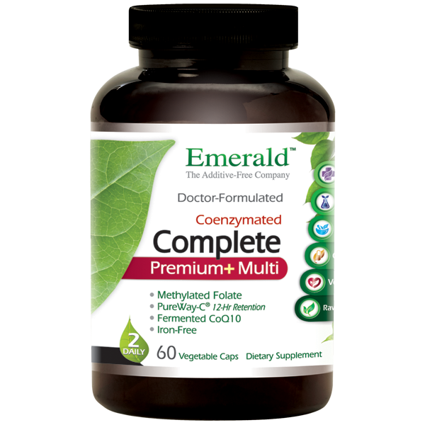 A jar of Emerald Complete Premium+ Multi