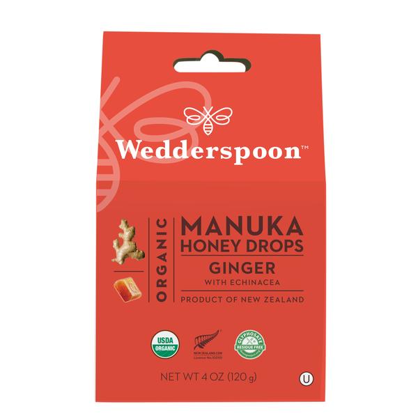 A box of Organic Manuka Honey Drops - Ginger Wedderspoon