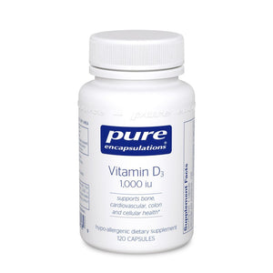 A bottle of Pure Vitamin D3 25 mcg (1,000 IU)