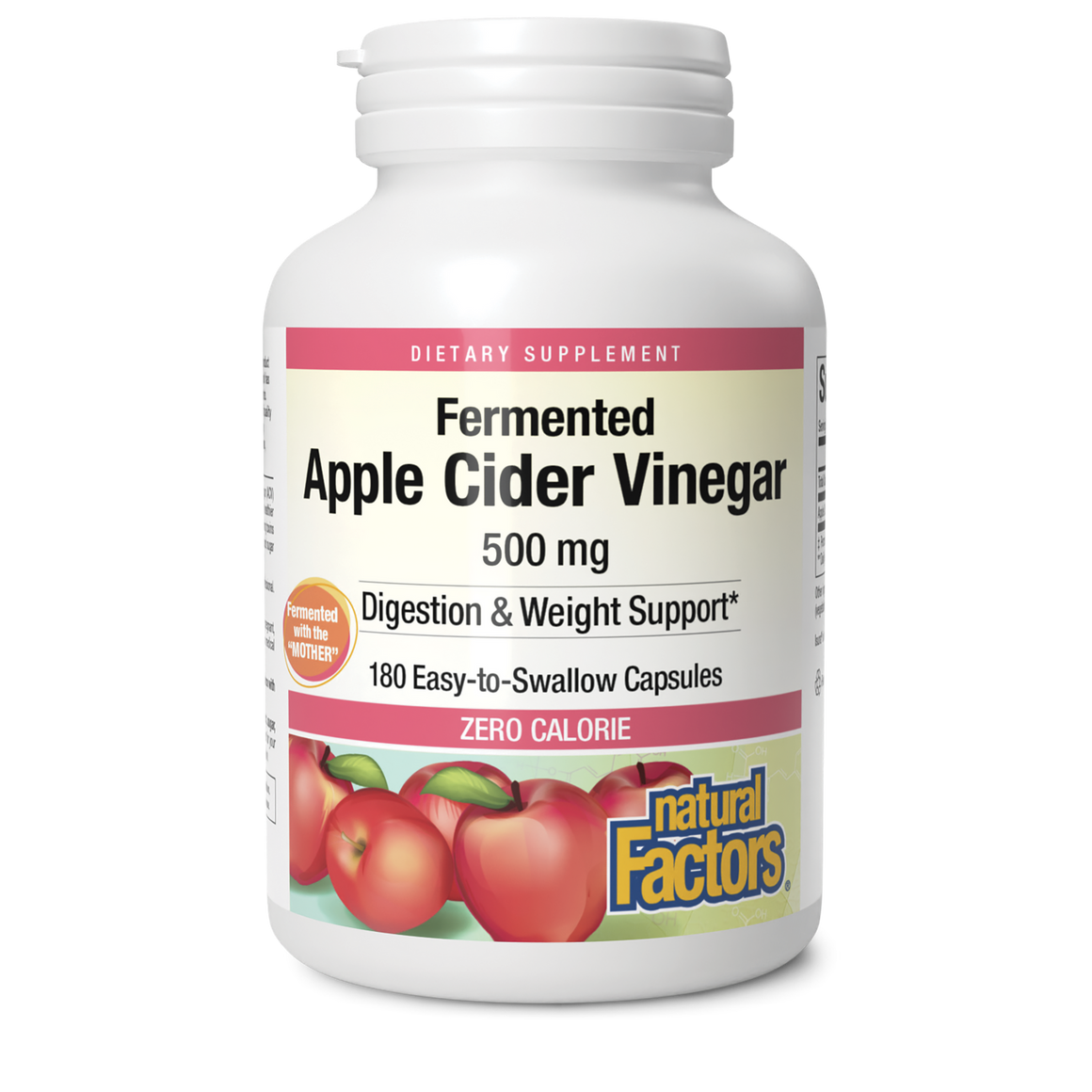 Apple Cider Vinegar 500 mg - Natural Factors - 180 capsules