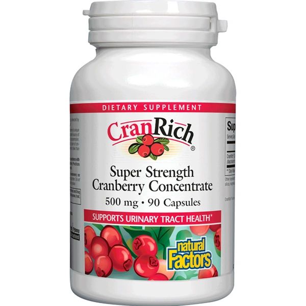 A bottle of Natural CranRich® Super Strength 500 mg