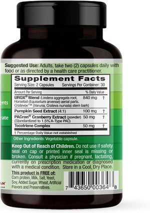 Bladder Health - Emerald Labs - supplement facts
