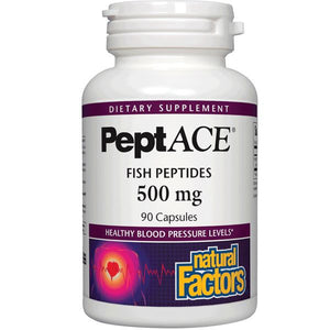 A bottle of Natural Factors PeptACE® Fish Peptides 500 mg