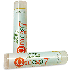 Two tubes of Terry Naturally Omega-7 Lip Balm