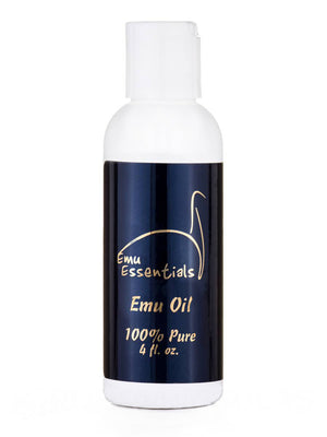 A bottle of Emu Essentials Pure Emu Oil 2 fl oz.