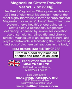 Magnesium Citrate Powder - HealthAid - 200 gram