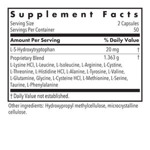 Supplement facts label with detailed ingredient list on a white background