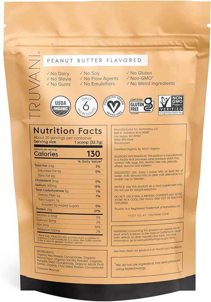 Peanut Butter Plant Protein Powder- Truvani