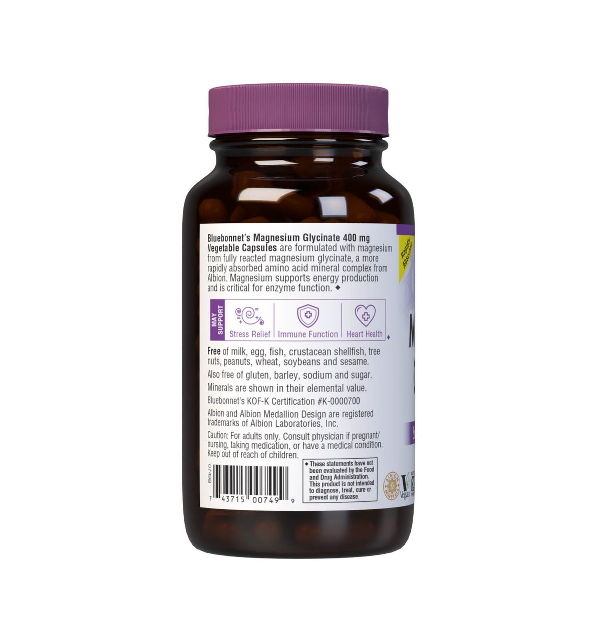 Magnesium Glycinate - Bluebonnet - 120 capsules