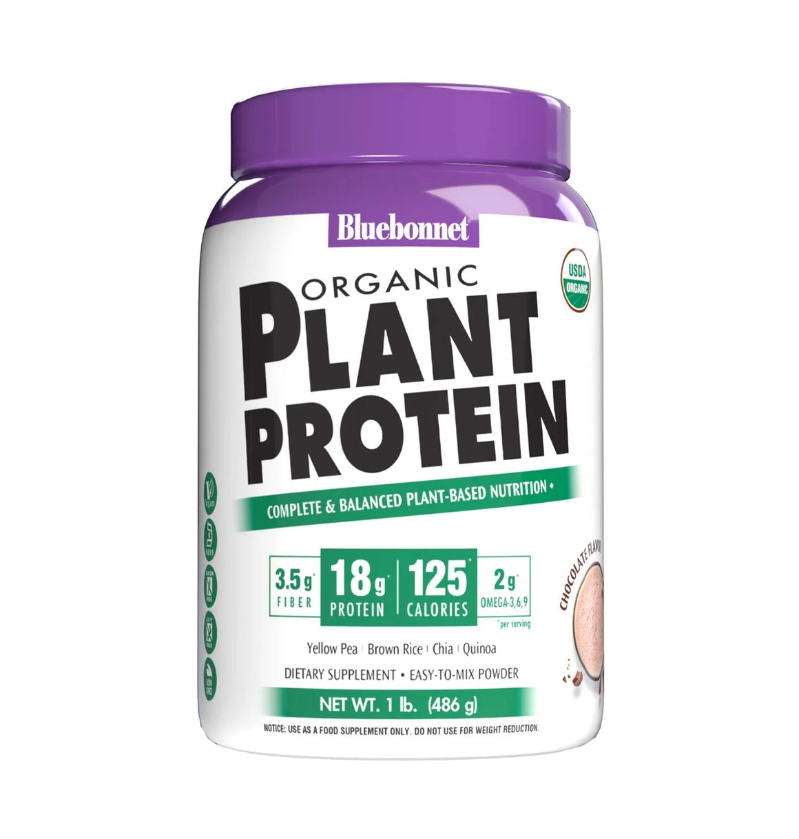 Organic Plant Protein Powder Chocolate Bluebonnet