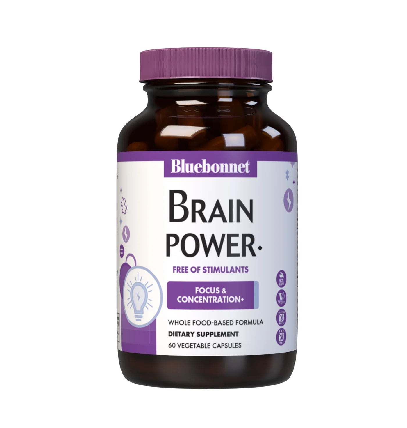 Bluebonnet Brain Power dietary supplement bottle on a white background