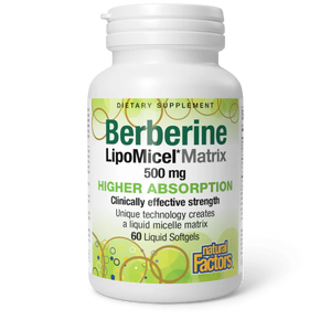 Berberine LipoMiel Matrix dietary supplement bottle on a white background