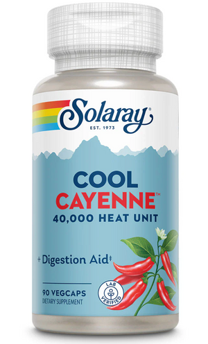 Solaray Cool Cayenne supplement bottle on a white background