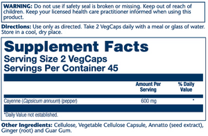 Supplement label with directions and ingredient information on a blue and white background