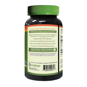 Nutritional supplement bottle with green cap and label on a white background