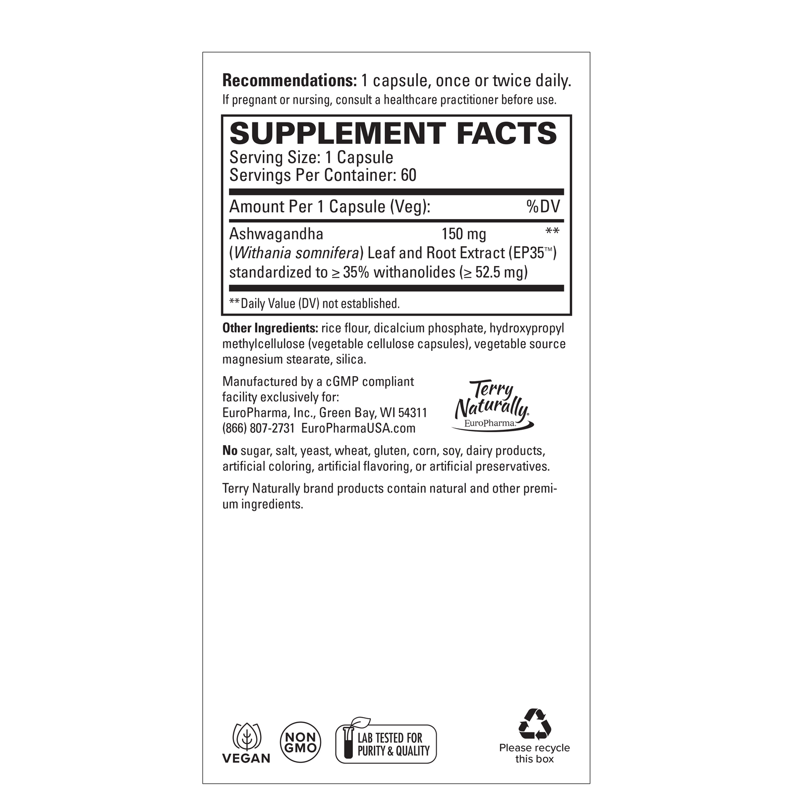 Ashwagandha EP35™ Extra Strength - Terry Naturally