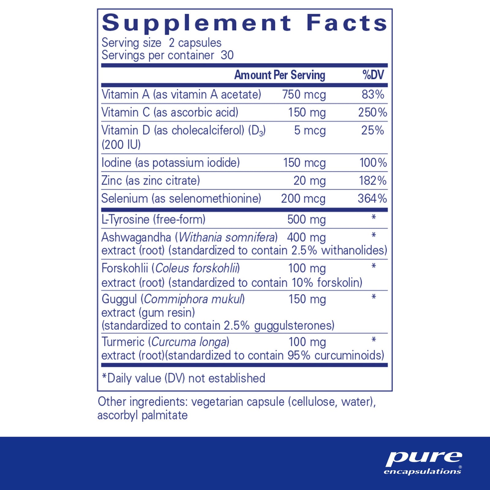 A bottle of Pure Thyroid Support Complex‡