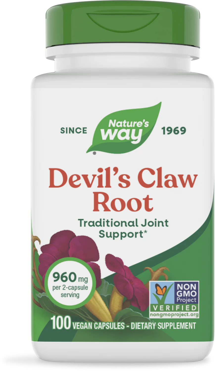 Nature's Way Devil's Claw Root supplement bottle on a white background