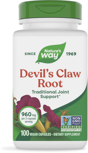 Nature's Way Devil's Claw Root supplement bottle on a white background