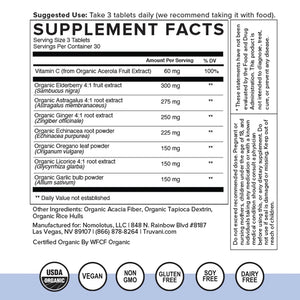Truvani Immune Support | Organic Herbal Supplement for Immune Support | 8 Natural Ingredients | Ginger, Elderberry, Acerola Cherry | 30 Day Supply