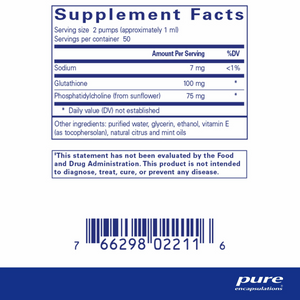 Liposomal Glutathione liquid - Pure Encapsulations - 50 ml (1.7 fl oz)