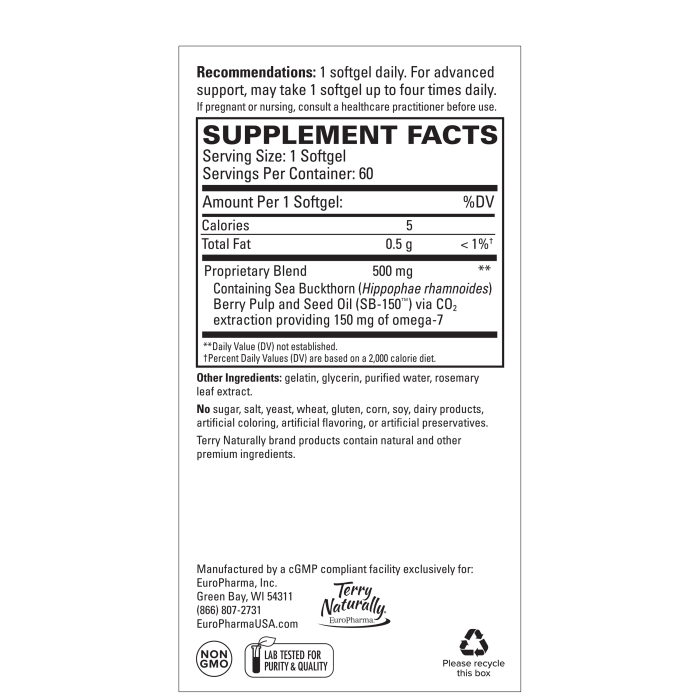Omega-7 - Terry Naturally - 60 softgels
