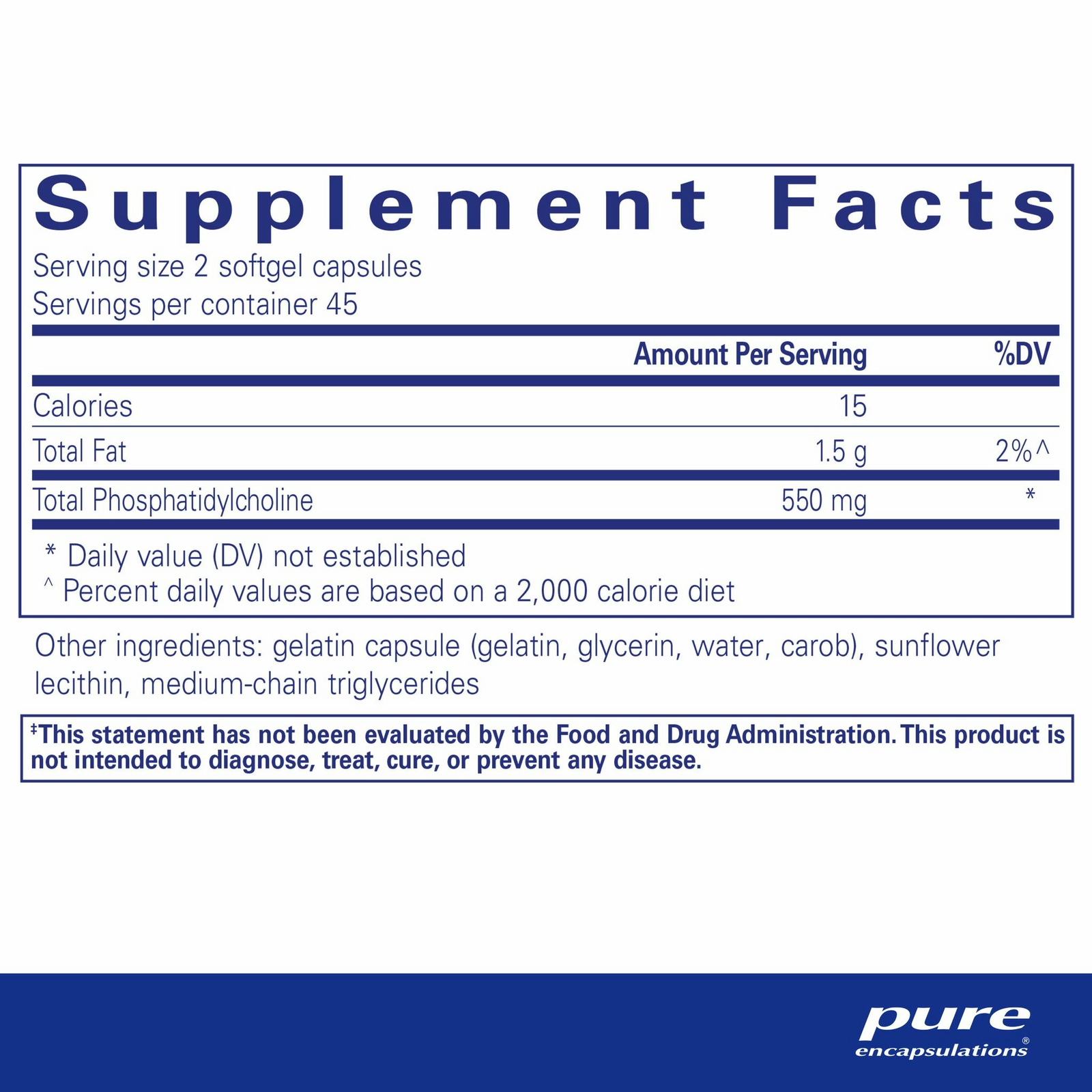 Phosphatidylcholine (sunflower) - 90 softgels - Pure Encapsulations