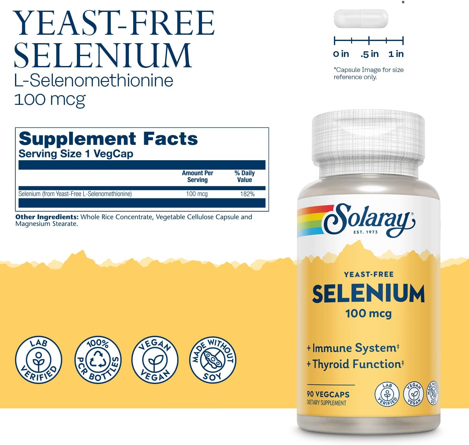 Selenium 100 mg Yeast Free - Salary - 90 capsules