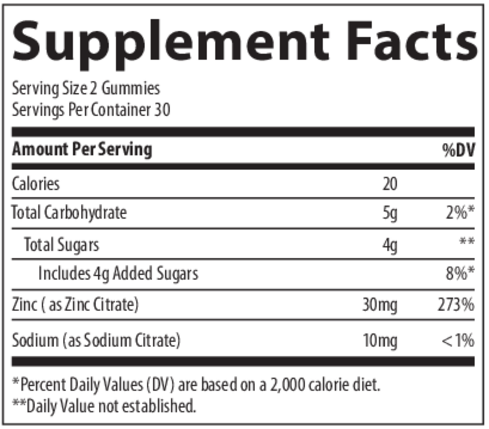 Zinc Gummies - Trace Minerals - 60 gummies