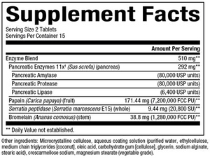 Zymactive® Proteolytic Enzyme Double Strength - Natural Factors - supplement facts