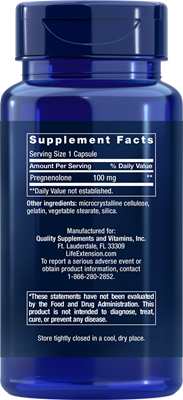 A bottle of Life Extension Pregnenolone 100 mg
