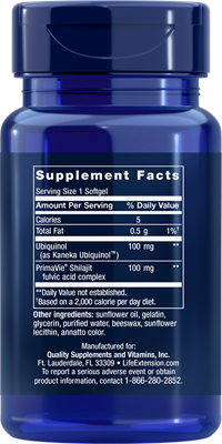 A bottle of Life Extension Super Ubiquinol CoQ10 with Enhanced Mitochondrial Support™