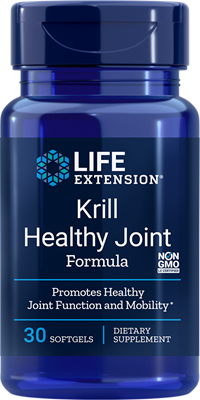 A bottle of Life Extension Krill Healthy Joint Formula