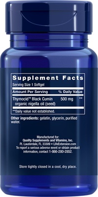 A bottle of Life extension Black Cumin Seed Oil