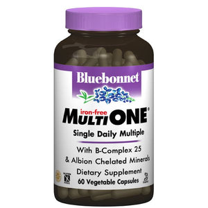 A bottle of Bluebonnet Iron-Free Multi One® Formula