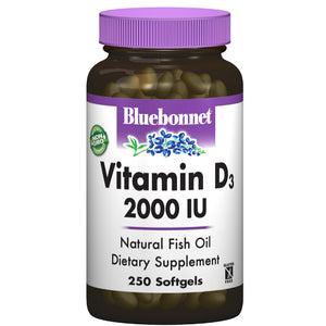 A bottle of Bluebonnet Vitamin D 2000 IU