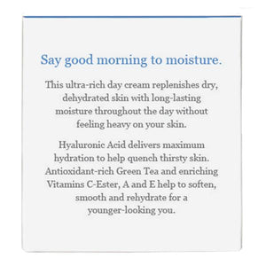Side of the package with additional information for  Derma E Hydrating Day Cream with Hyaluronic Acid