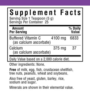 Supplement Facts for Bluebonnet Buffered Vitamin C Crystals