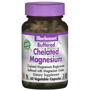 A pill bottle of Bluebonnet Albion® Buffered Chelated Magnesium
