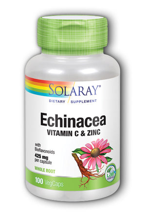Echinacea Root with Vitamin C & Zinc - Solaray - 100 Capsules